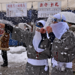 Snowbound tondo festival at Gokoku Shrine, Hiroshima