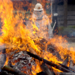 21. Firefighters tend the Sorasaya Shrine tondo bonfire 2