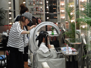 Hair stylist in action