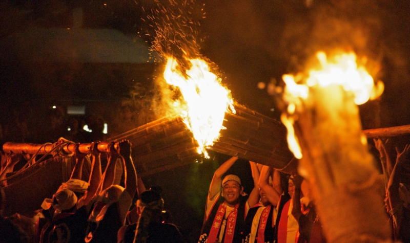 Innoshima Suigun Fire Festival fire clash