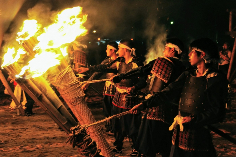 Innoshima Suigun Fire Festival giant torches