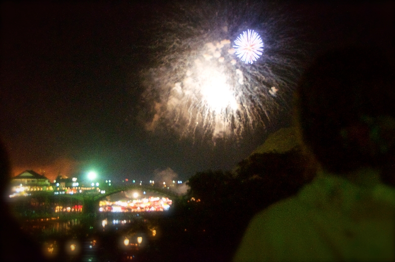 Views of the Fireworks from up on the Road Bridge