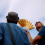 Looking up with a fan