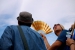 Looking up with a fan