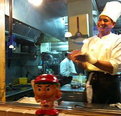 Making Nan bread- Window view of the kitchen from tables