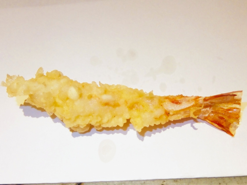 Delicately battered tender shrimp at Tempura Tenko