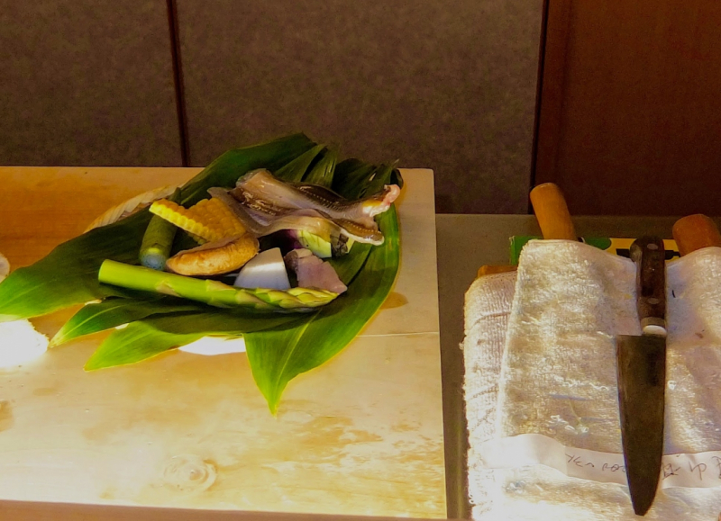 Ingredients prepped at Tempura Tenko Honten