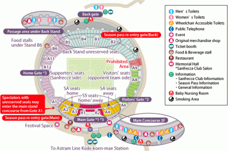 sanfrecce stadium and seating map