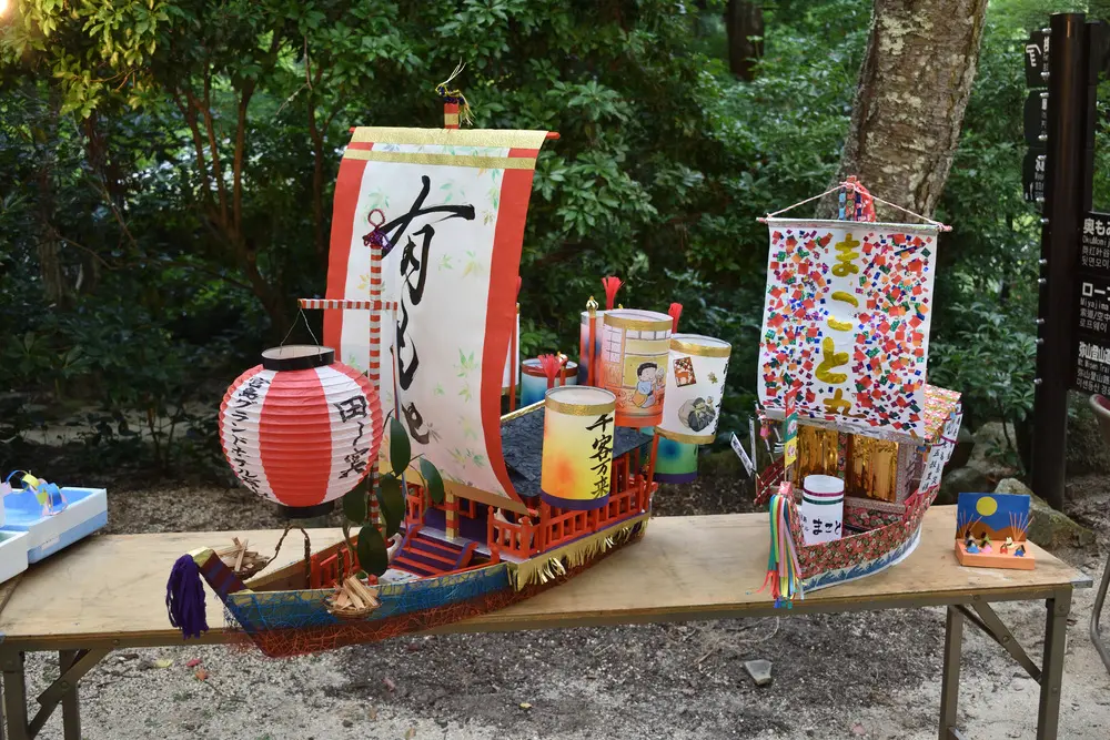 Handcrafted boat for tanomosan ritual