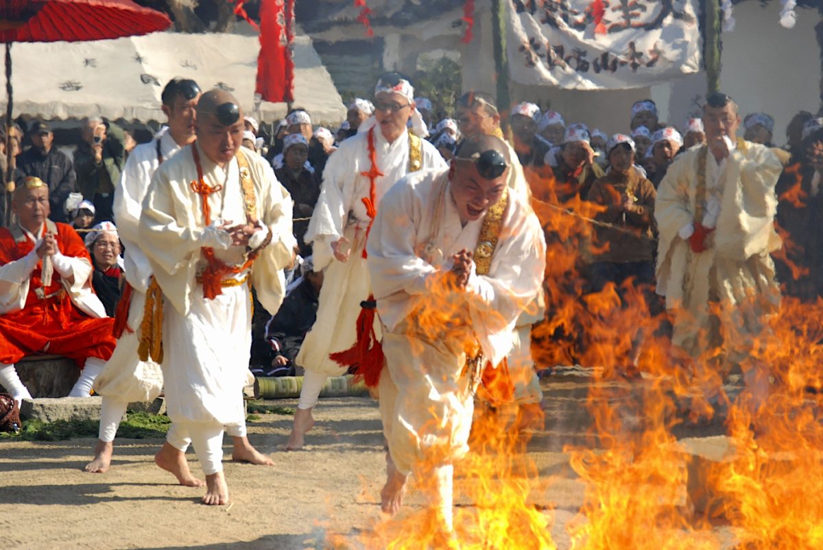 Ritual firewalking at Saikokuji Temple in Onomichi