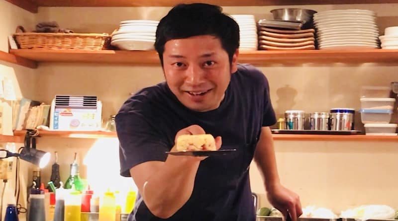 KOtaro, owner of Rojiura Teppan Kotaro's grill restaurant in Hiroshima Japan