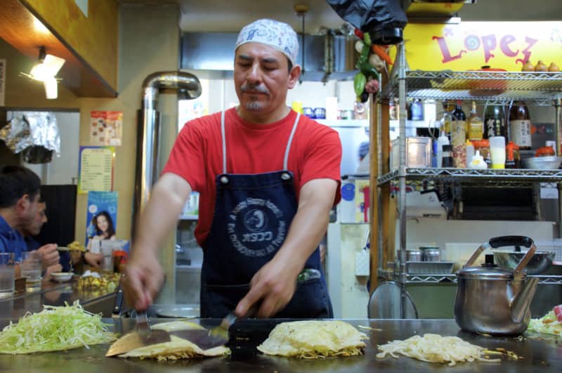 Fernando Lopez, okonomiyaki chef in Hiroshima, Japan