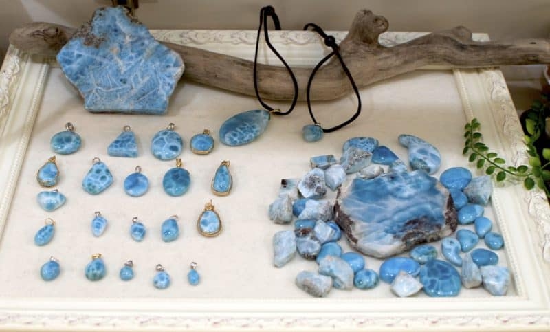 Beautiful blue larimar stones