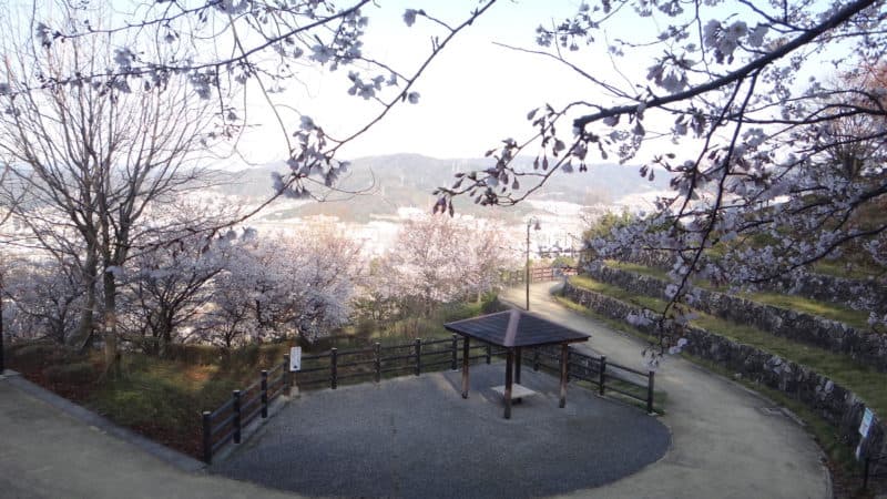 gazebo and walking path ushita sogo koen park in hiroshima japan