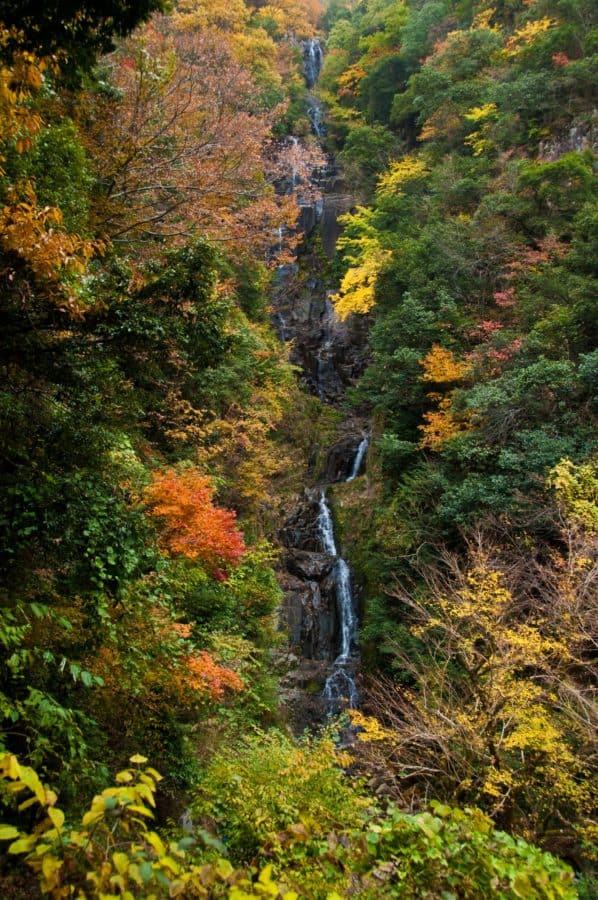 Josei-daki falls in Sakugi in Miyoshi, Hiroshima, Japan in autumn