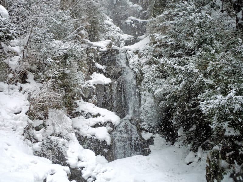 Josei-daki falls in Sakugi in Miyoshi, Hiroshima, Japan in winter