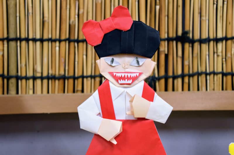 Scary anime characters at the Kimita Origami Museum in Miyoshi, north of Hiroshima, Japan