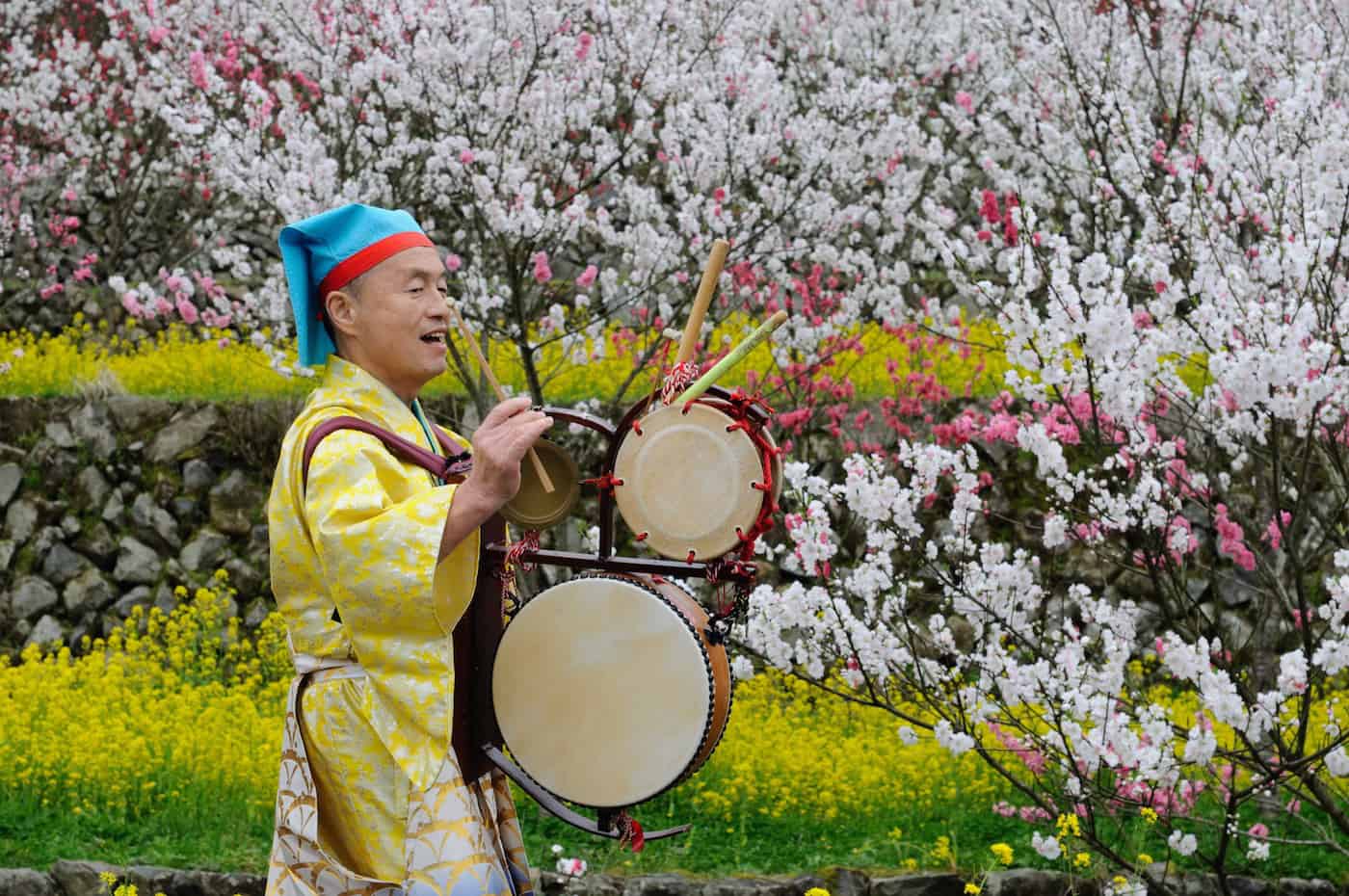 Hanamomo peach blossom festival in Kaizumi, Ohnan