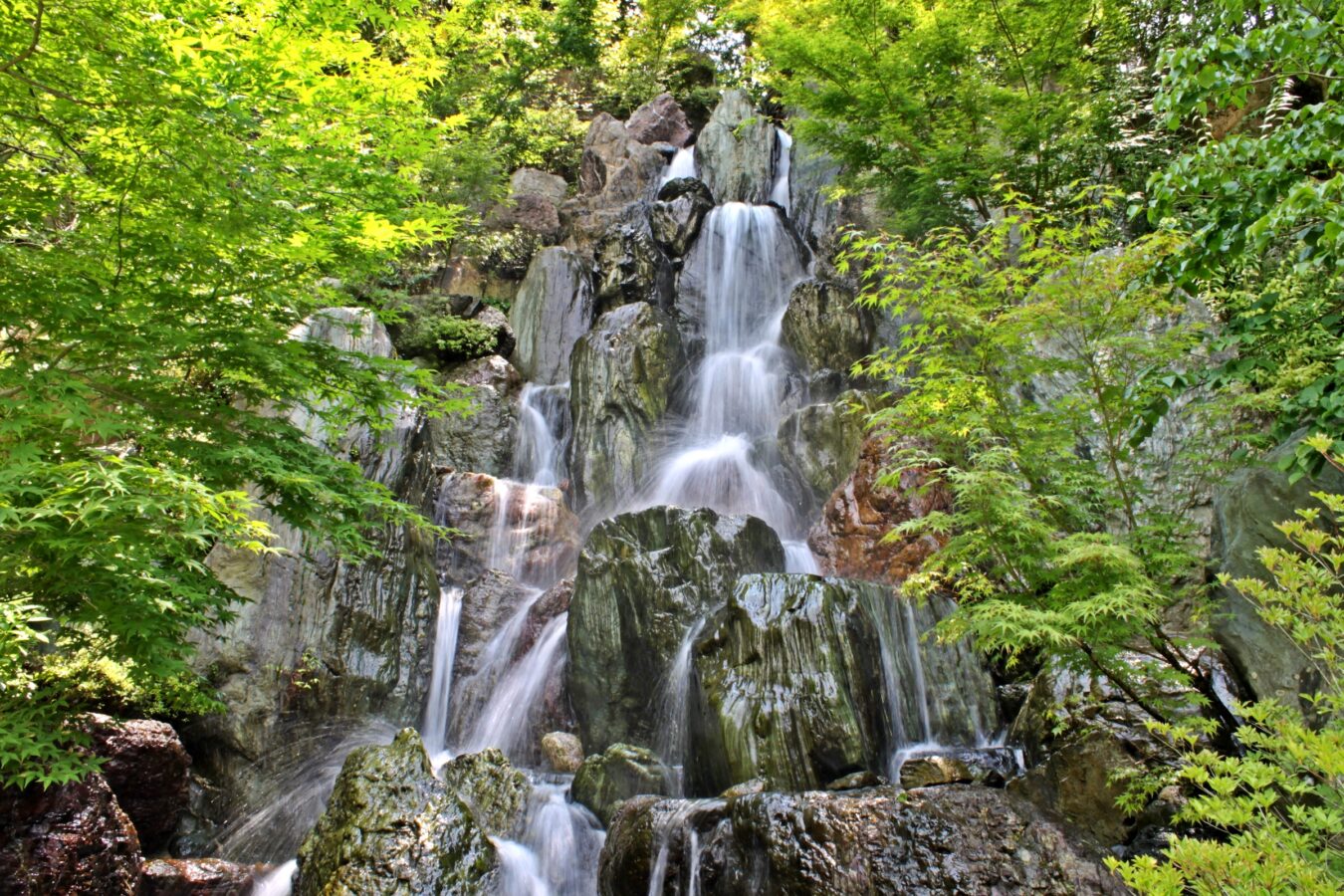 Waterfall in Senseki Rock Garden in Higashi-hiroshima