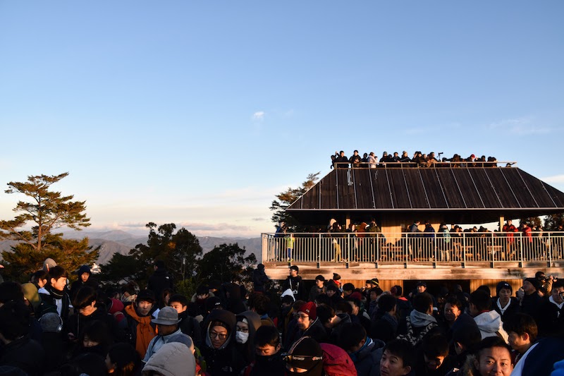 Crowds on Mt Misen on Miyajima for new year sunrise