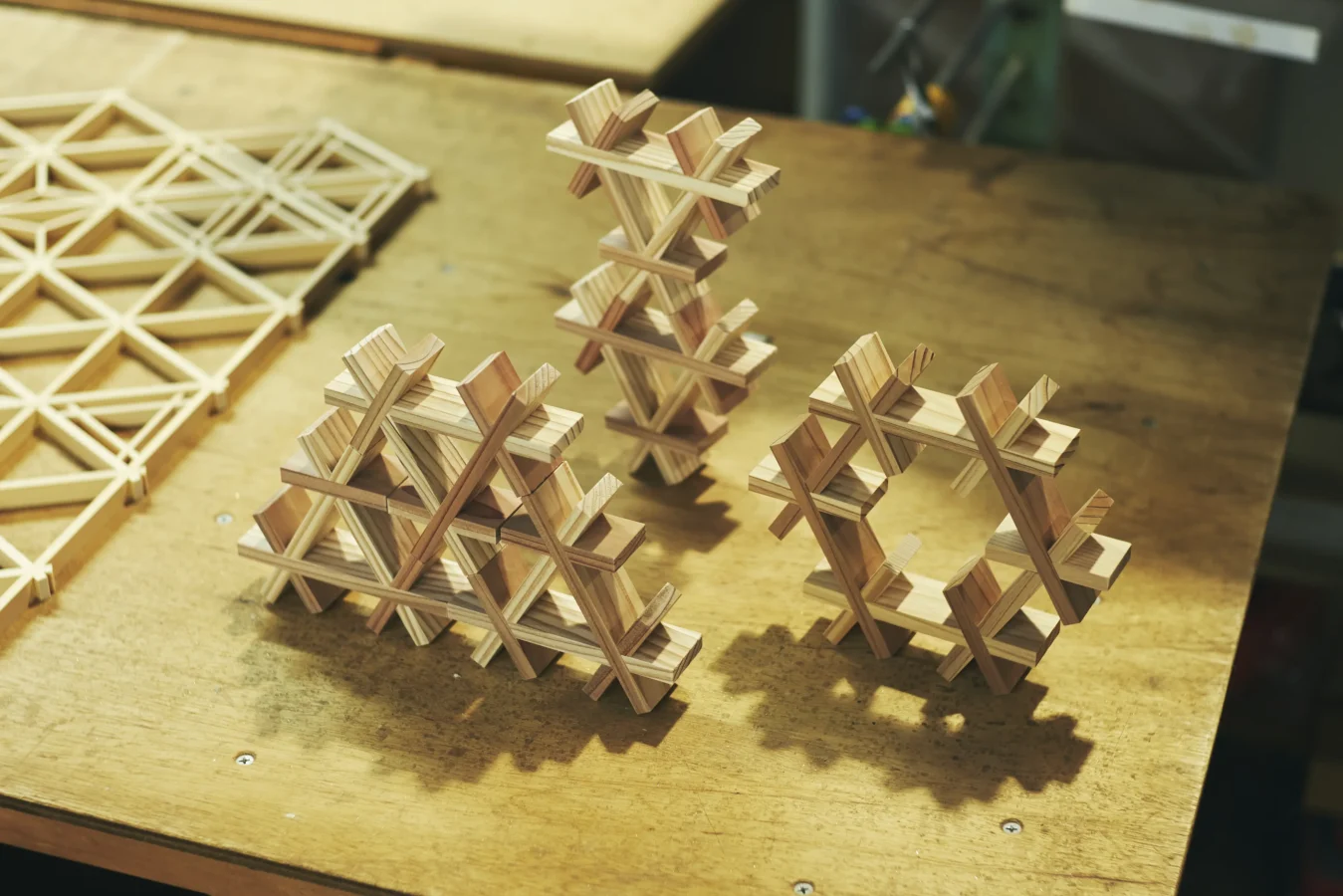 Decorative kumiko puzzles by Eiko Kogei Woodcraft in Hiroshima 