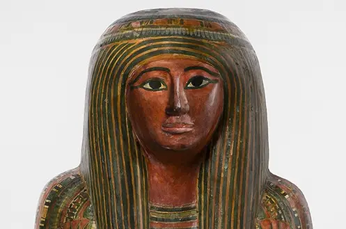 Cartonnage and Mummy of the Priest Hor (Horus)" (detail), c. 760-558 BC, Brooklyn Museum Collection.