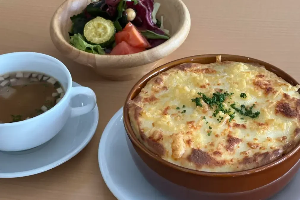 Vegan doria set meal at Green Sky Hotel in Takehara